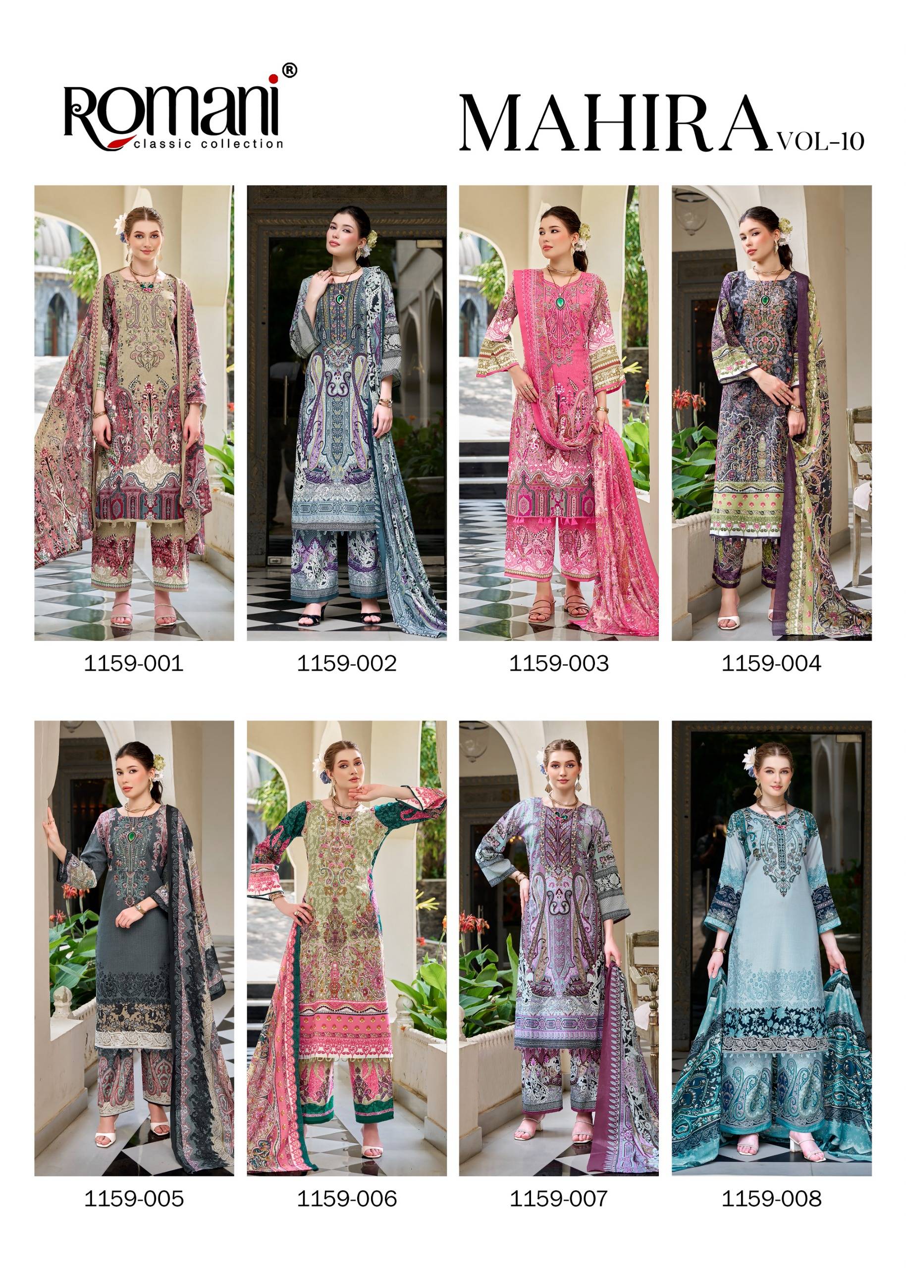 MAHIRA VOL 10 By ROMANI 001 To 008 Series Beautiful Pakistani Suits Colorful Stylish Fancy Ethnic Wear Soft Cotton Dresses At Wholesale